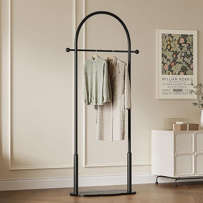 Clothes Rack for small spaces,Modern Clothing Rack with Marble Base,Small Garment Rack for Hanging Clothes,Heavy-duty Coat Rack Freestanding for Bedroom, Living Room,Entryway,Boutiques (black)