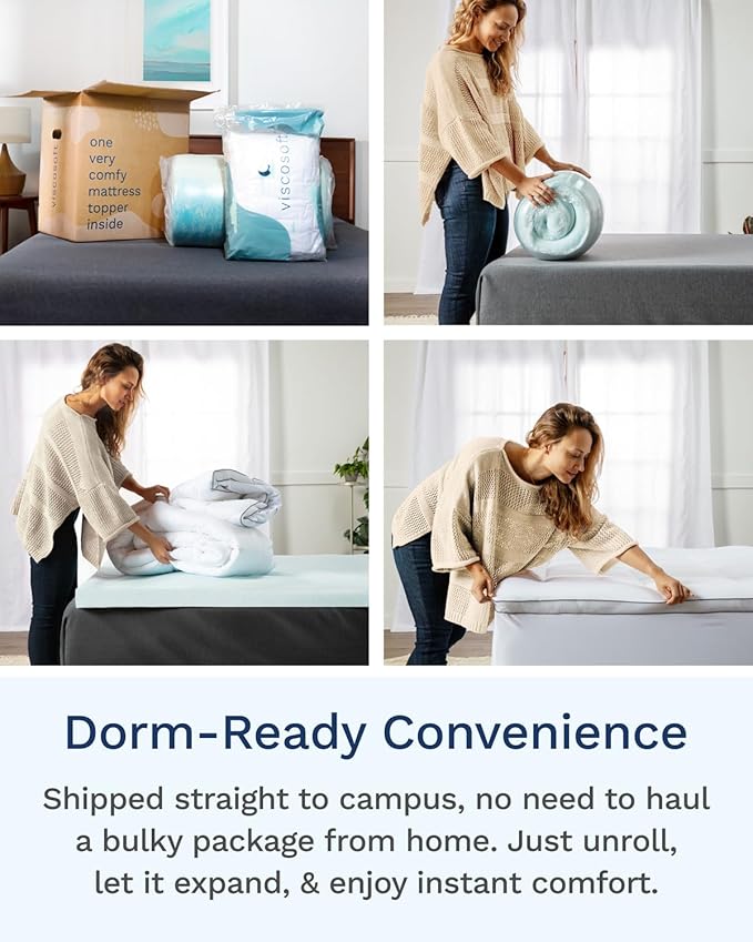 ViscoSoft 3 Inch Pillow Top Memory Foam Mattress Topper Twin XL - Cooling Hybrid Lux Dual Layer Extra Long Mattress Pad - CertiPur-US Certified