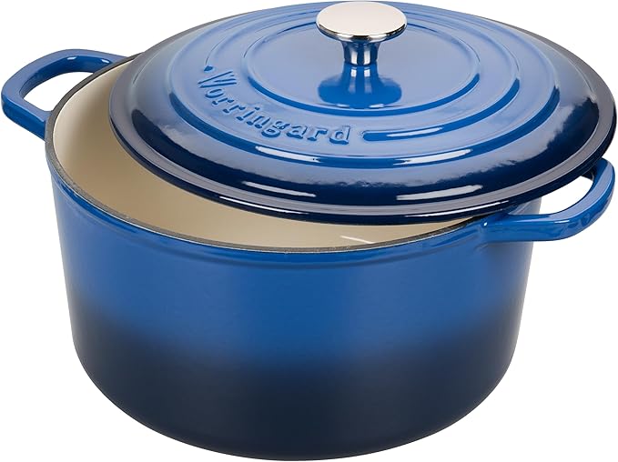 Enameled Cast Iron Dutch Oven Pot with Lid, for Sourdough Bread Baking, Round Dutch Ovens, 6 Quart, Blue