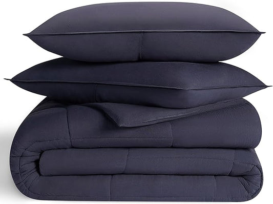 UGG Leonora Comforter Set with 2 Pillow Shams Lightweight Down Alternative Blanket Reversible Cozy Warm All Season Washable and Hypoallergenic Bedding Set, King, Navy Blue