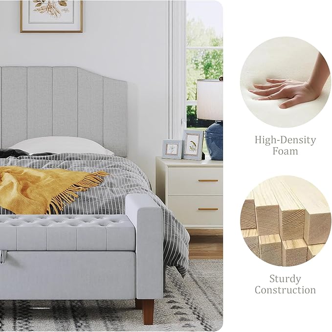 King Size Headboard Only, Linen Upholstered Headboard King/California King Size Wall Mount and Bed Frame Mount, Featuring High-Density Sponge Padding Easy Assembly Comfort Style-Linen Gray