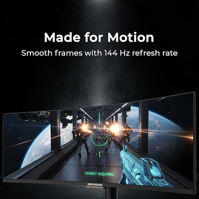 Deco Gear Curved 49” Super Ultrawide Gaming Monitor, 32:9 WDFHD 3840×1080, 144Hz, 4ms, 3000:1 VA, HDR400, Adaptive Sync, USB-C 65W, HDMI/DP, PBP/PIP, KVM, 1800R, American Seller