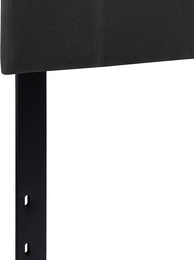 EMMA + OLIVER Quilted Tufted Upholstered Queen Size Headboard in Black Fabric