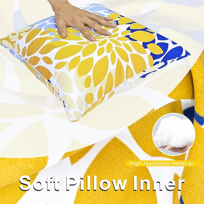 JMGBird Outdoor Throw Pillows with Inserts Pack of 2 18x18 Inches Decorative Pillows, Square Pillow for Bed, Couch, Sofa