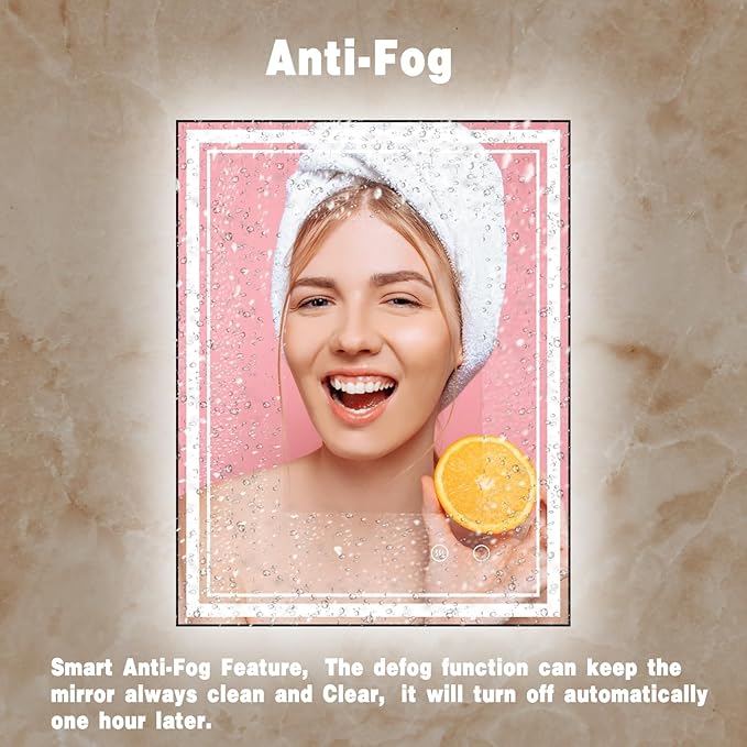 28" x 36" LED Bathroom Mirror with Lights Black Framed LED Mirror for Bathroom Lighted Bathroom Mirror Backlit and Front Black Aluminum Frame Anti-Fog Dimmable Vanity Smart Memory