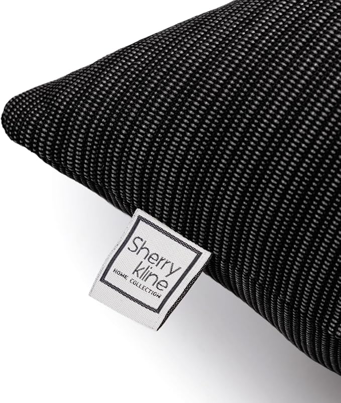 Sherry Kline Island Breeze Indoor/Outdoor Square Filled Pillow, 18"x 18", Black 2 Count