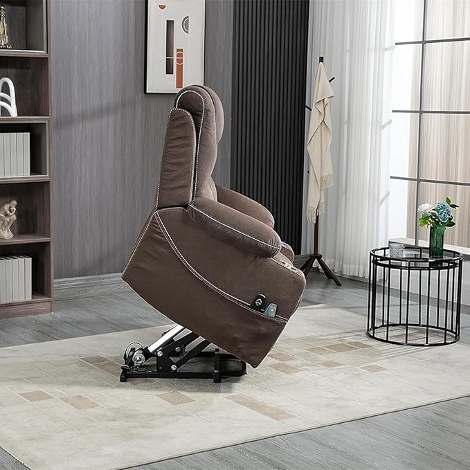 Lay Flat Power Lift Recliner, Heavy Duty Recliners 400lb Extra Big, Lift Recliner with Heat and Massage for Elderly, A Tall Fat Person, Lazyboy Sleeping (Velvet Brown)