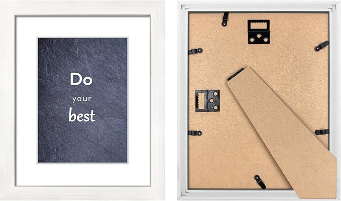 8x10 Picture Frame Set of 3 with Real Glass for Pictures 5x7 with Mat or 8x10 Without Mat, Wall Mounting or Tabletop display Photo Frames in White