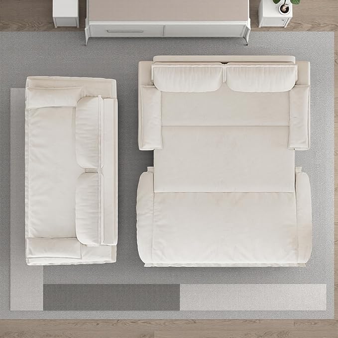 73.2-Inch Queen Size Convertible Sleeper Sofa Bed, 3-in-1 Pull-Out Futon Loveseat, Velvet Futon Couch with 2 Soft Pillows for Living Room, Office, Apartment, RV, Hide-A-Bed Fold Out Sofa&Couches