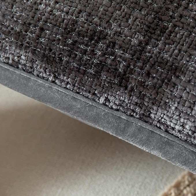 Yaertun Pack of 2 Chenille Textured Decorative Throw Pillow Covers Accent Solid Cushion Cover Soft Cozy Pillow Case with Velvet Back for Couch Sofa Bed Living Room 18x18 Inch Dark Grey