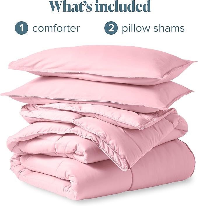 Bare Home Comforter Set - King/California King Size - Ultra-Soft - Goose Down Alternative - Premium 1800 Series - All Season Warmth (King/Cal King, Light Pink)