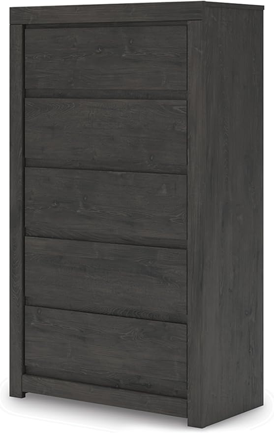 Signature Design by Ashley Parlayon Casual 5-Drawer Chest of Drawers with Safety Stop, Gray