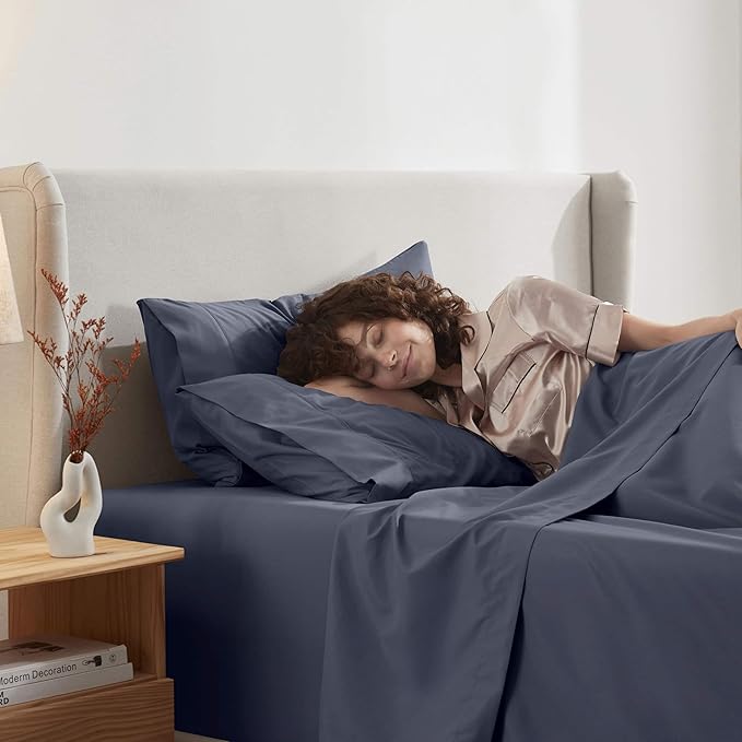 Nestl Twin Sheet Set - 1800 Ultra-Soft Microfiber Twin Bed Sheets - Double Brushed - Deep Pockets - Easy Fit - Extra Soft - 3 Piece Set - Bedding Sheets & Pillowcases (Twin, Navy Blue)