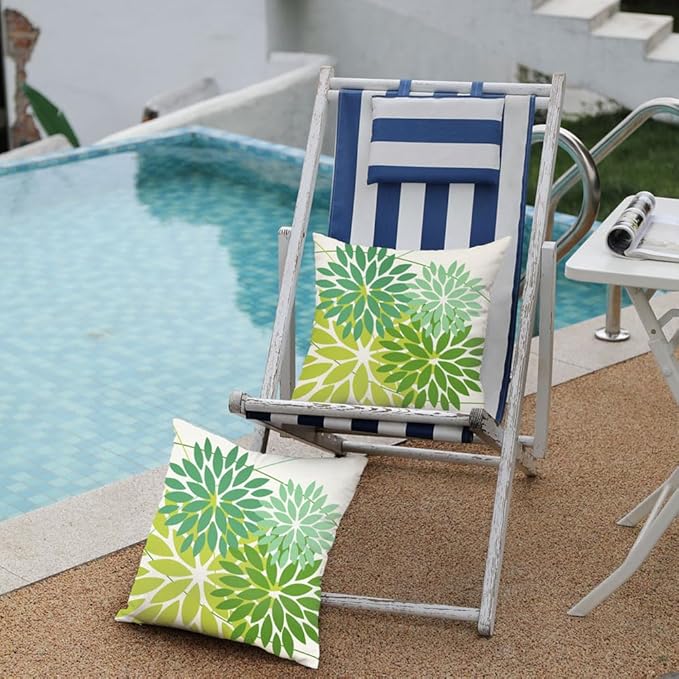 DFXSZ Outdoor Throw Pillow Covers 20x20 Inch Set of 2 Waterproof Spring Summer Geometric Elegant Dark Light Green Outdoor St Patricks Pillow Covers for Patio Funiture Garden Couch 168A20