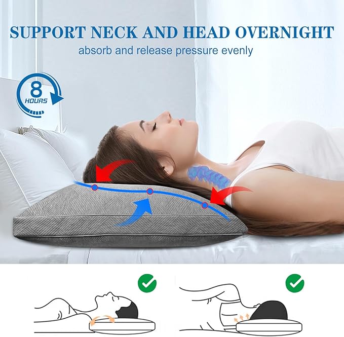 Shredded Memory Foam Pillow King Size Pillows Set of 2, Firm Adjustable Bed Pillows for Sleeping, Side, Back and Stomach Sleeper, Hotel Quality Pillow Deep Sleep（20x36）