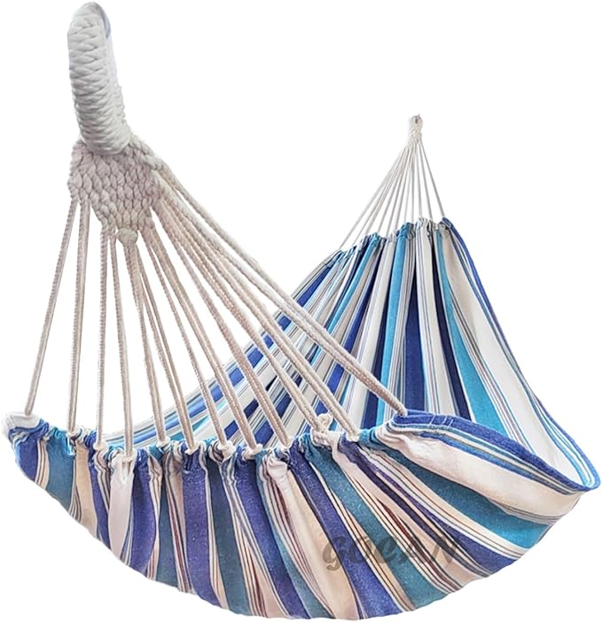 Double Hammock 2 Person Extra Large 330X150cm Load Capacity 600Pound Canvas Cotton Hammock for Patio Porch Garden Backyard Lounging Outdoor and Indoor XXL