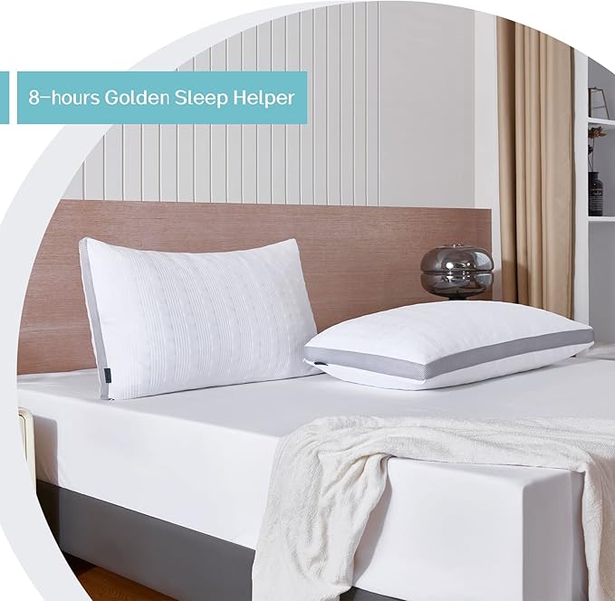 Meoflaw Cooling Pillows Standard Size Set of 2,Shredded Memory Foam Bed Pillows for Sleeping,Standard Pillows for Back & Side Sleepers,Adjustable Standard Size with Washable Cover