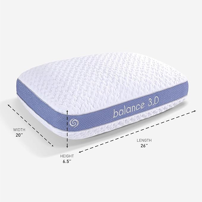 Bedgear Balance Performance Pillow – 3.0 - Moisture Wicking Bed Pillow for All Sleep Positions - Medium Firmness Bed Pillow - Washable Removable Cover – 20" W x 26" L x 6.5" H