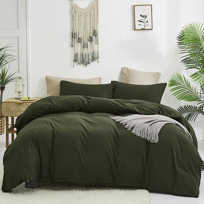 Luxlovery Army Green Comforter Set King Green Bedding Comforter Olive Blanket Quilts Minimalist Army Bedding Set Soft Breathable Blanket Quilts Comforter for King Bed