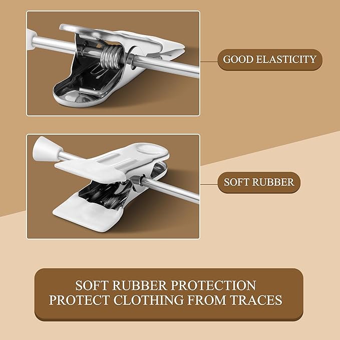 Pants Hangers with Clips 10 Pack Adjustable Skirt Hangers for Women Non-Slip Trousers Hanger for Jeans Clothes Hangers for Pants Heavy Duty Space Saving Shorts Hangers,White,12Inch