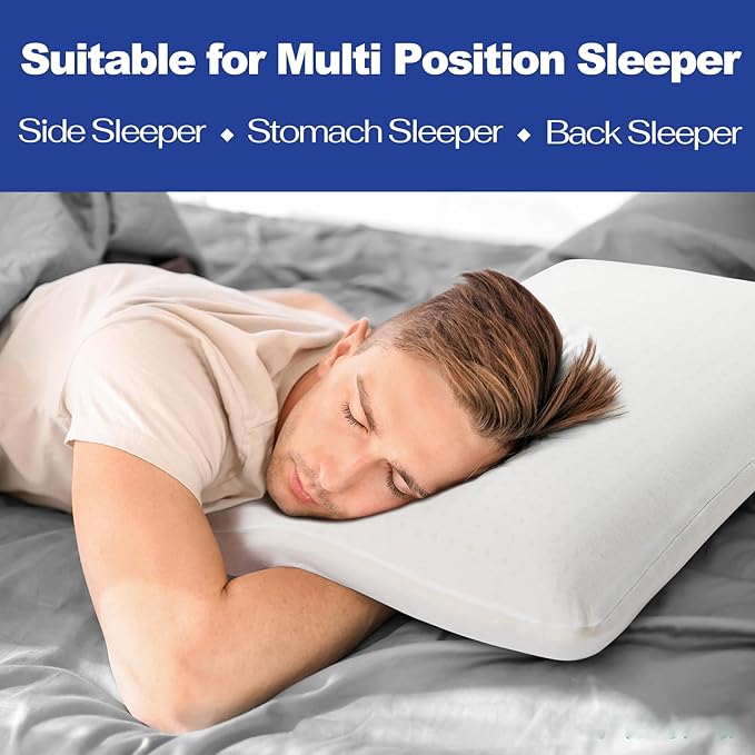 100% Talalay Latex Pillow Bed Pillow for Sleeping, Extra Soft Natural Latex Sleeping Pillow for Back, Stomach or Side Sleepers, Removable Breathable Cotton Cover - High Elasticity (Queen)