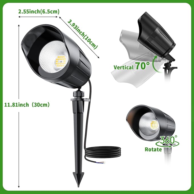 Low Voltage Landscape Lighting, 8W 800LM LED Landscape Lights with Connectors for Tree Garden Yard Pathway | 12V 24V Warm White 2700K Spotlights | IP67 Waterproof | 4 Pack