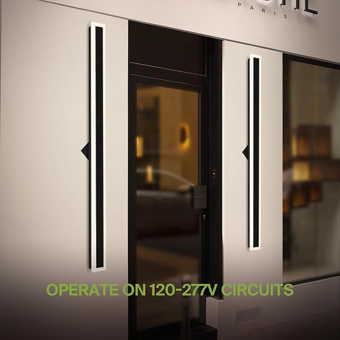 ASD LED 72" Long Wall Mount Light Fixture, Outdoor & Indoor Linear Sconce | 3CCT, Dimmable, Waterproof, Anti-Rust, ETL Listed | 40W 3200LM 3000-5000K 100-277V | Exterior Porch Lighting | Black