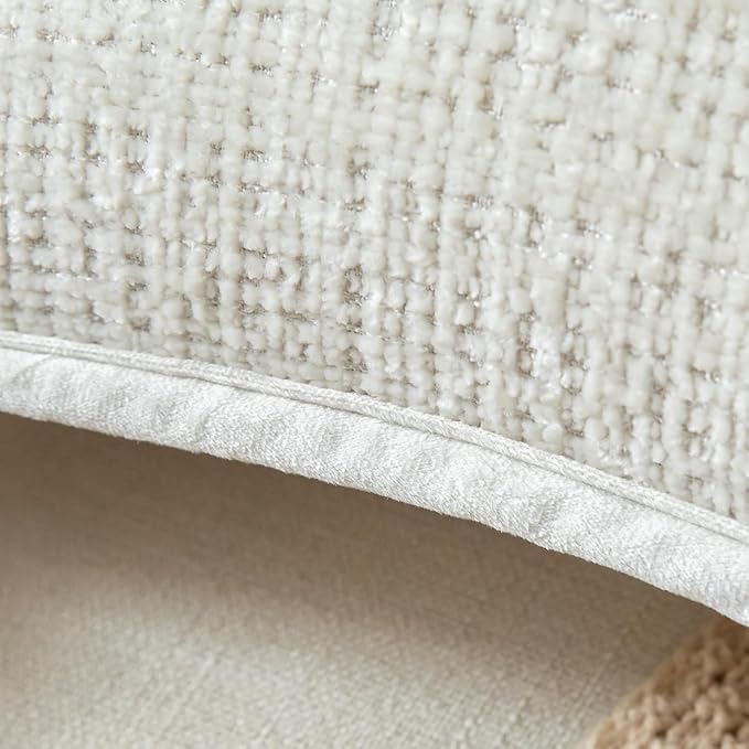 Yaertun Pack of 2 Chenille Textured Decorative Throw Pillow Covers Accent Solid Cushion Cover Soft Cozy Pillow Case with Velvet Back for Couch Sofa Bed Living Room 26x26 Inch Cream White