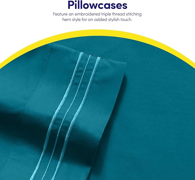 1500 Supreme Collection King Sheet Sets Teal - Luxury Hotel Bed Sheets and Pillowcase Set for King Mattress - Extra Soft, Elastic Corner Straps, Deep Pocket Sheets, King Teal