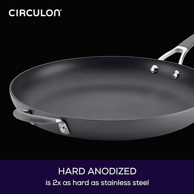 Circulon - 83906 Circulon Radiance Hard Anodized Nonstick Frying Pan / Fry Pan / Hard Anodized Skillet with Helper Handle - 14 Inch, Gray