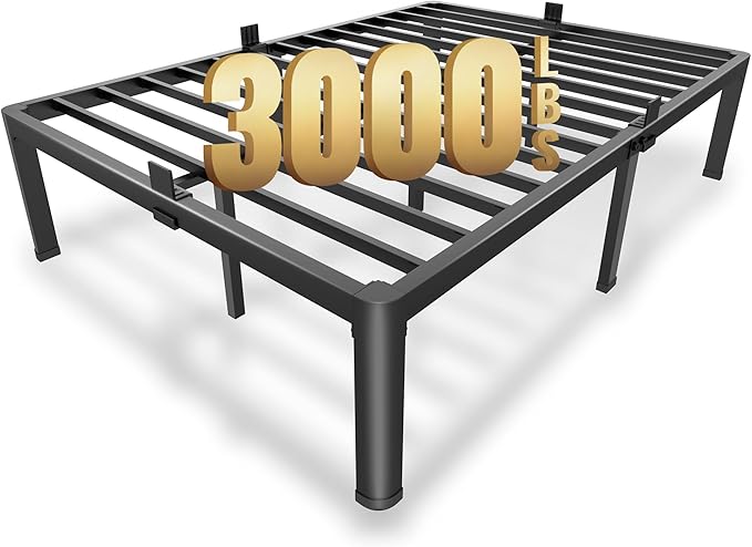MAF 14 Inch Full Size Metal Platform Bed Frame with Round Corner Legs, 3000 LBS Heavy Duty Steel Slats Support, Noise Free, No Box Spring Needed, Easy Assembly