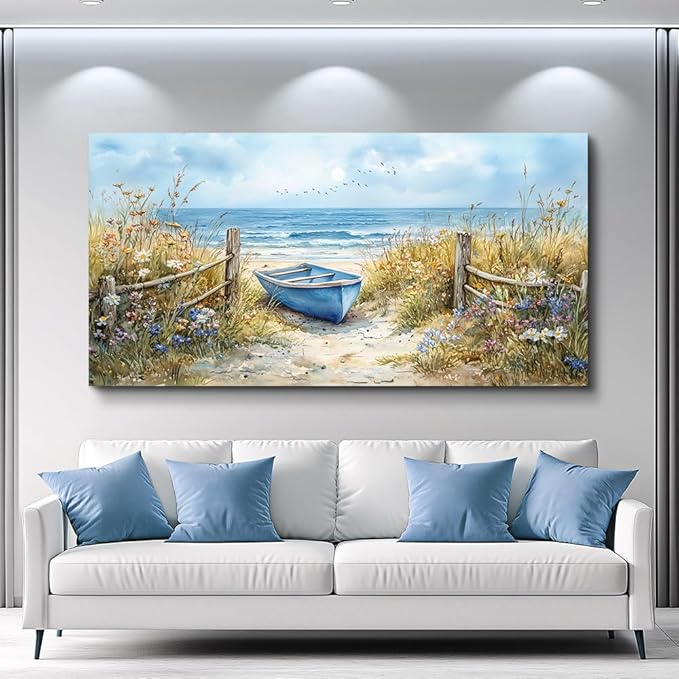 PHAOHUAXM Large Canvas Wall Art For Living Room Bedroom Wall Decor Home Office Beach And Ocean Landscape Painting Room Bathroom Dining Room Prints Artwork Picture Wall Home Decoration 20x40 In