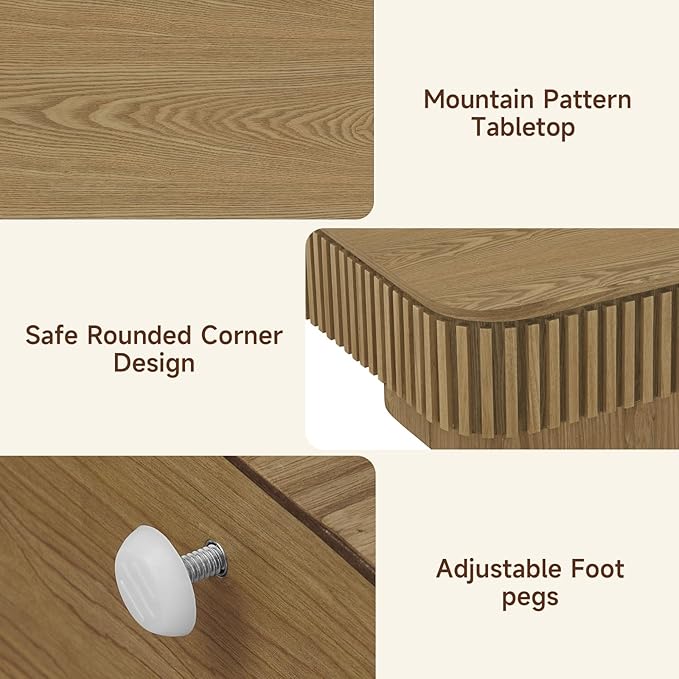 Lift Top Coffee Table for Living Room,Rectangle Handmade Solid Wood Strips, Fluted Coffee Table with Hidden Storage Compartment Small Space Office Apartment (38.6" L×26.8''W×13.8''H-Natural)