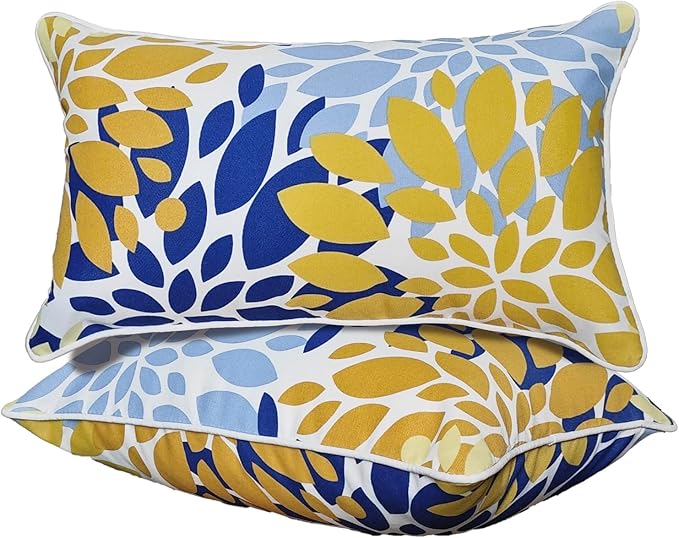 Outdoor Lumbar Pillows - Decorative Pillows with Insert Included Set of 2 Outdoor Pillows for Patio Furniture 12x20 Inch