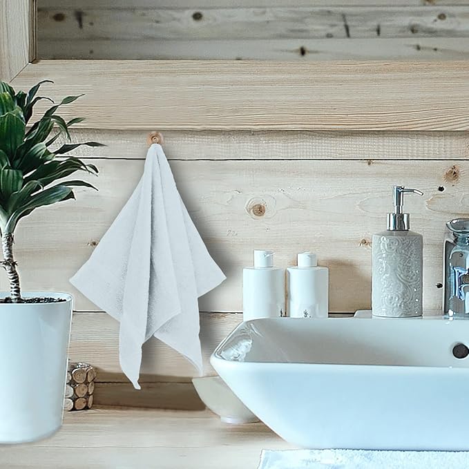 Luxury Hotel & Spa Towel 100% Genuine Turkish Cotton Hand Towels - White - Dobby Border - Set of 6