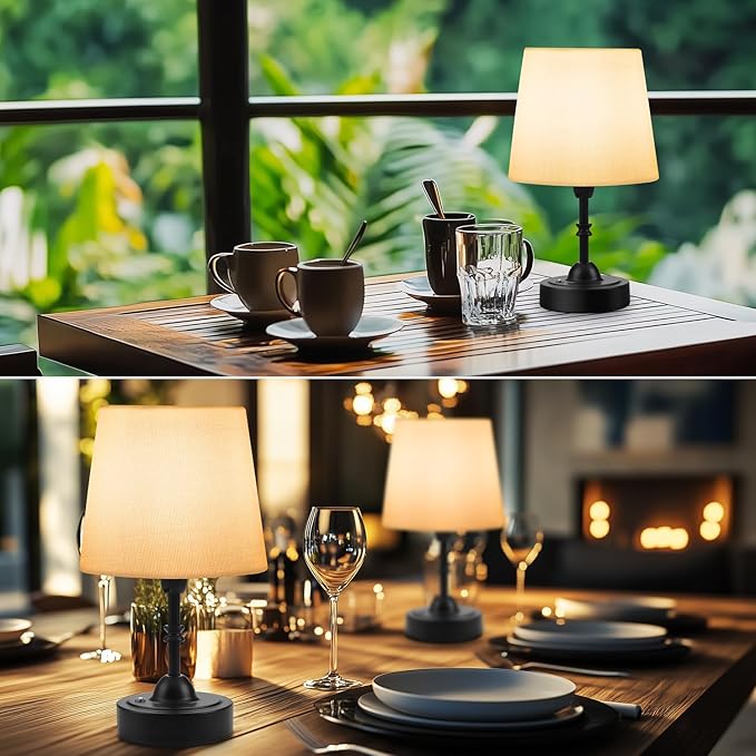 Portable Cordless Table Lamp, 5000mAh Rechargeable Battery Operated Bedside Lamps, 3-Level Dimmable Nightstand Lamp, Wireless Desk Lamps for Living Room Bedroom Office Patio Restaurants