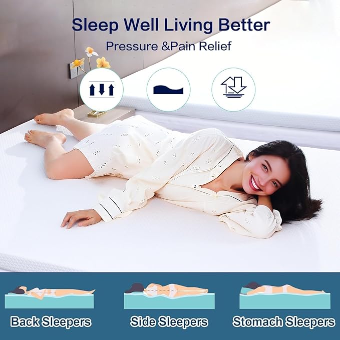 Twin Memory Foam Mattress Topper, Twin Size Mattress Topper 3 Inch High Density Mattress Pad Comfort Cooling, Bed Topper with Removable Cover, 4 Elastic Straps White CertiPUR-US Certified