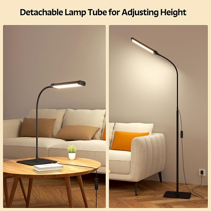 LED Floor Lamp, Reading Lamps Adjustable Stepless Colors & Brightness Gooseneck Standing Lamp, Nail Tech Lamp, Lash Light for Eyelash