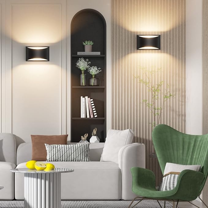 Aipsun Black Modern LED Wall Sconce Indoor Wall Lights 1 Pack Hardwired Up and Down Wall Mount Light for Living Room Bedroom Hallway Corridor Conservatory Warm White 3000K(with G9 Bulbs)