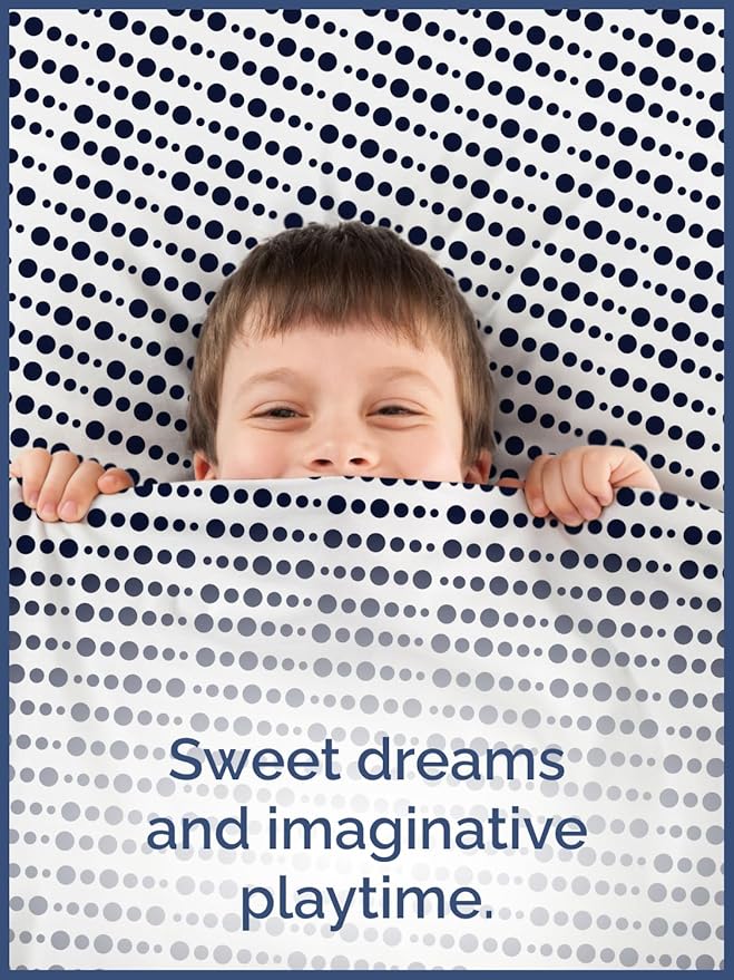 Kids Blue Dots Full 4 Piece Sheet Set - Boys, Girls, Teens, Toddler - Easy Fit Deep Pockets - Breathable, Hotel Quality Bedding Sheets - Machine Washable - Wrinkle Free - Cute, Cozy, Soft - CGK Linens