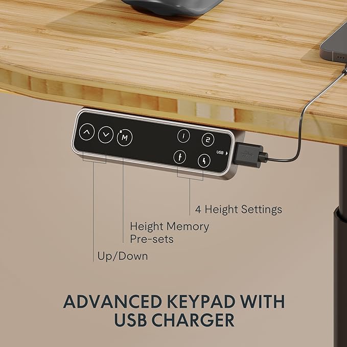 FLEXISPOT E6 Pro Oval Leg Dual Motor 3 Stages Bamboo Electric Standing Desk 55x28 Inch Whole-Piece Board Height Adjustable Electric Sit Stand Up Desk (Black Frame + Bamboo Curved Desktop)