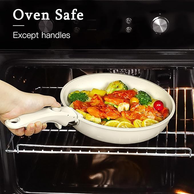 GiPP Ceramic Pots and Pans Set Non Stick, Nonstick Detachable Handle Cookware Sets, Healthy Non Toxic PFAS PFOA & PTFE Free, Dishwasher ＆Oven Safe, Induction Kitchen Pot and Pan, 21 Piece Cream