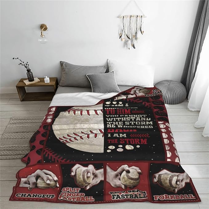 Baseball Gifts: Cozy Fleece Flannel Blanket - Soft, Warm, Plush & Lightweight - Inspirational Design for Boys, Girls, Teens, Men, Kids - Couch, Sofa, Bed - 60"X80"
