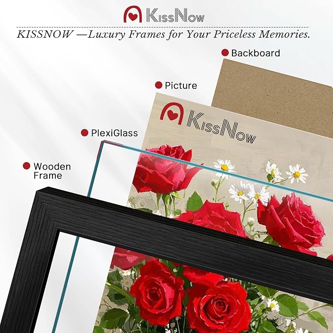 13x19 Picture Frame 4 Pack, Black Solid Wood, Wall Gallery Poster Frame