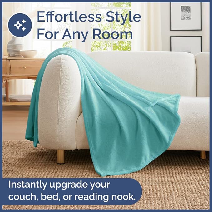 Ultra Soft Fleece Blanket King Size - Flannel Fleece Luxury King Blanket - Lightweight for Couch Bed Chair - Thick, Warm & Breathable - All Season Cozy Fuzzy, Anti-Static Microplush Bedding, Turqoise
