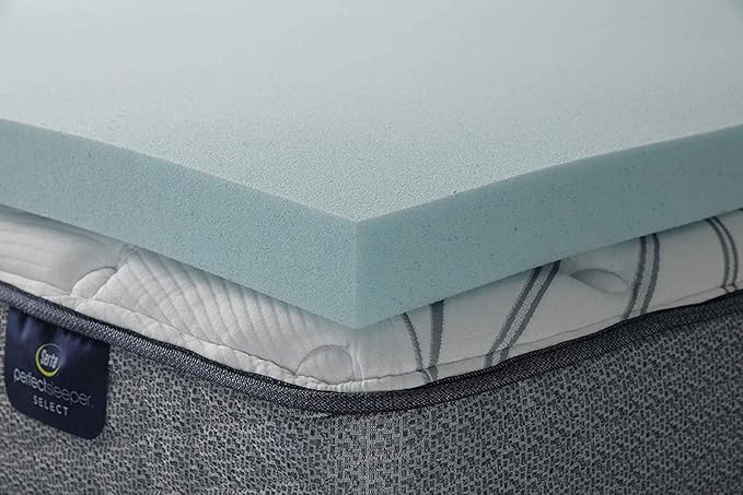 Serta ThermaGel Cooling, Pressure-Relieving Memory Foam Mattress Topper, 3 Inch, Queen,Blue