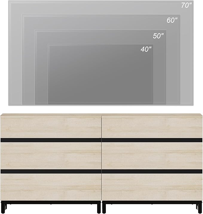 WAMPAT Dresser for Bedroom, Closet Organizers and Storage with 6 Drawers, Chest of Drawers with Metal Base, Modern Wood Dresser for Living Room, Bedroom,Light Oak