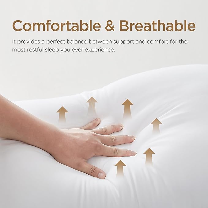 Acanva Bed Pillows Queen Size Set of 4, Fluffy 3D Down Like Filled, Machine Washable, Soft and Supportive for Side, Back or Stomach Sleepers, White 4 Count