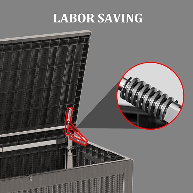 320 Gallon Waterproof Deck Box, Lockable Resin Storage Box for Patio Furniture Cushions Garden Tools and Outdoor Delivery Storage, Coffee