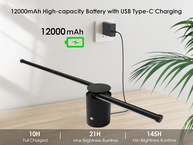 23.6 Inch Battery Operated Wall Sconces Set of Two, 12000mAh Rechargeable Wall Sconce with Remote Control, Dimmable LED Wireless Wall Lights for Bedroom, Living Room, 15 Colors, 180° Rotate, Black